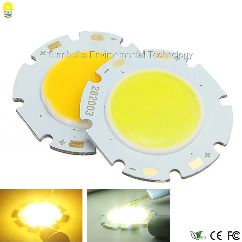 

20pcs/lot High Quality 3W 5W 7W 10W 12W Round COB LED Light Source 28mm Circular LED Big Power Chip On Board COB Light Lamp