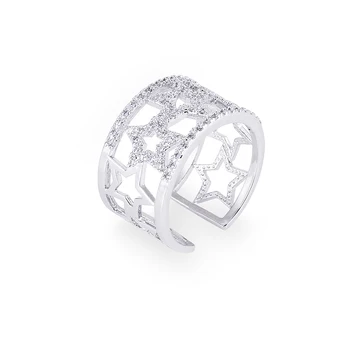 

XIUMEIYIZU Hollow Rings Romantic Star Shape Twinkling CZ Crystal Zircon Stone Jewelry for Women Nice Gift with Bangle Matched
