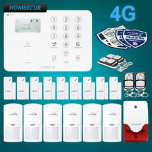 HOMSECUR Wireless 4G LCD Burglar Intruder Alarm System with Multi-Languages Menu GA01-4G-W