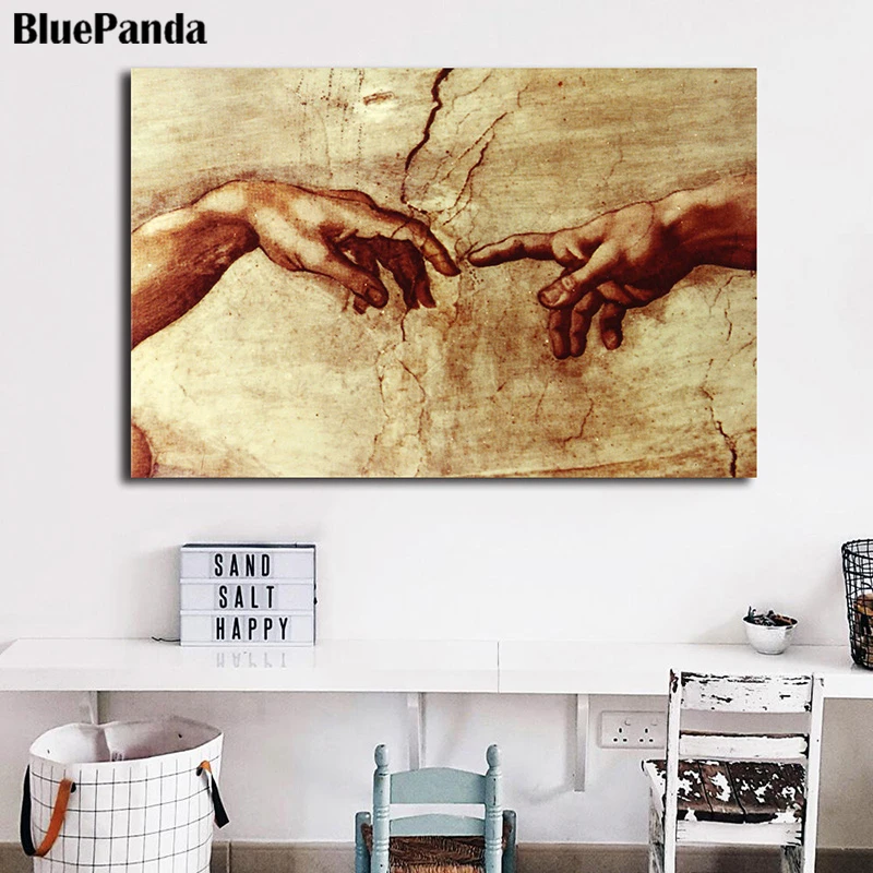 

Creation Adam Michelangelo Canvas Prints Picture Modular Paintings For Living Room Poster On The Wall Home Decor