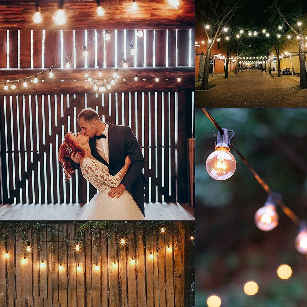 VNL G40 String Lights With 25 G40 Clear Globe Bulbs Listed For Indoor/Outdoor Vintage Backyard Wedding Decoration String Lights VNL G40 String Lights With 25 G40 Clear Globe Bulbs Listed For Indoor/Outdoor Vintage Backyard Wedding Decoration String Lights