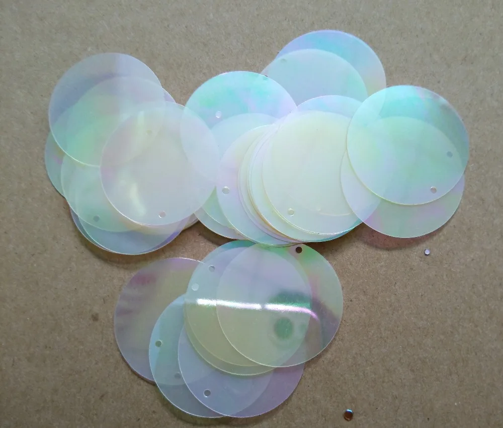 Buy 100g 30mm flat round sequins, iridescent clear