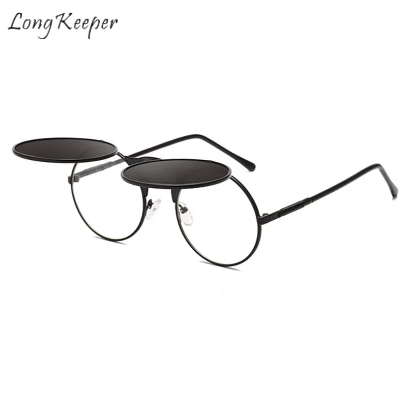 Солнцезащитные очки Long Keeper солнцезащитные с откидной крышкой в стиле стимпанк