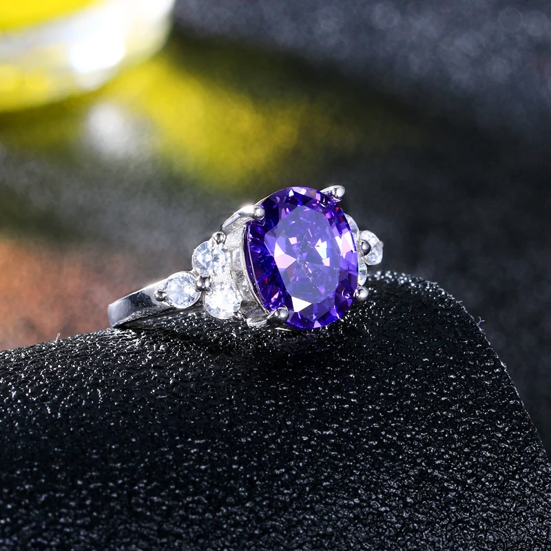 Женские Ювелирные изделия 925 пробы Серебряное кольцо ааааа таинственный фиолетовый циркон овальное кольцо Свадебные украшения вечерние подарки
