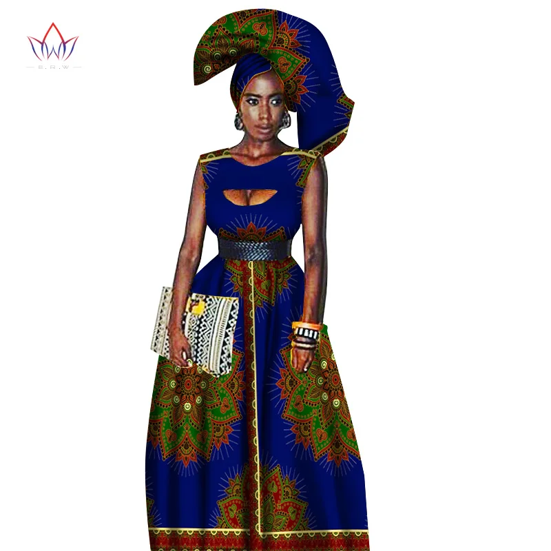 Традиционная африканская Женская одежда, Африканский принт, воск на заказ, длинные платья для женщин, африканская Женская одежда, платья Дашики WY1871
