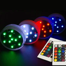 Свадебные Приглашения 4 шт./лот красочные погружной Led ваза свет База, Дистанционное управление RGB для Свадебные украшения