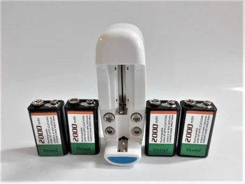 

SHSEJA 2000mAh 9V rechargeable battery NiMH battery + universal 9v aa aaa 18650 cr123a battery charger