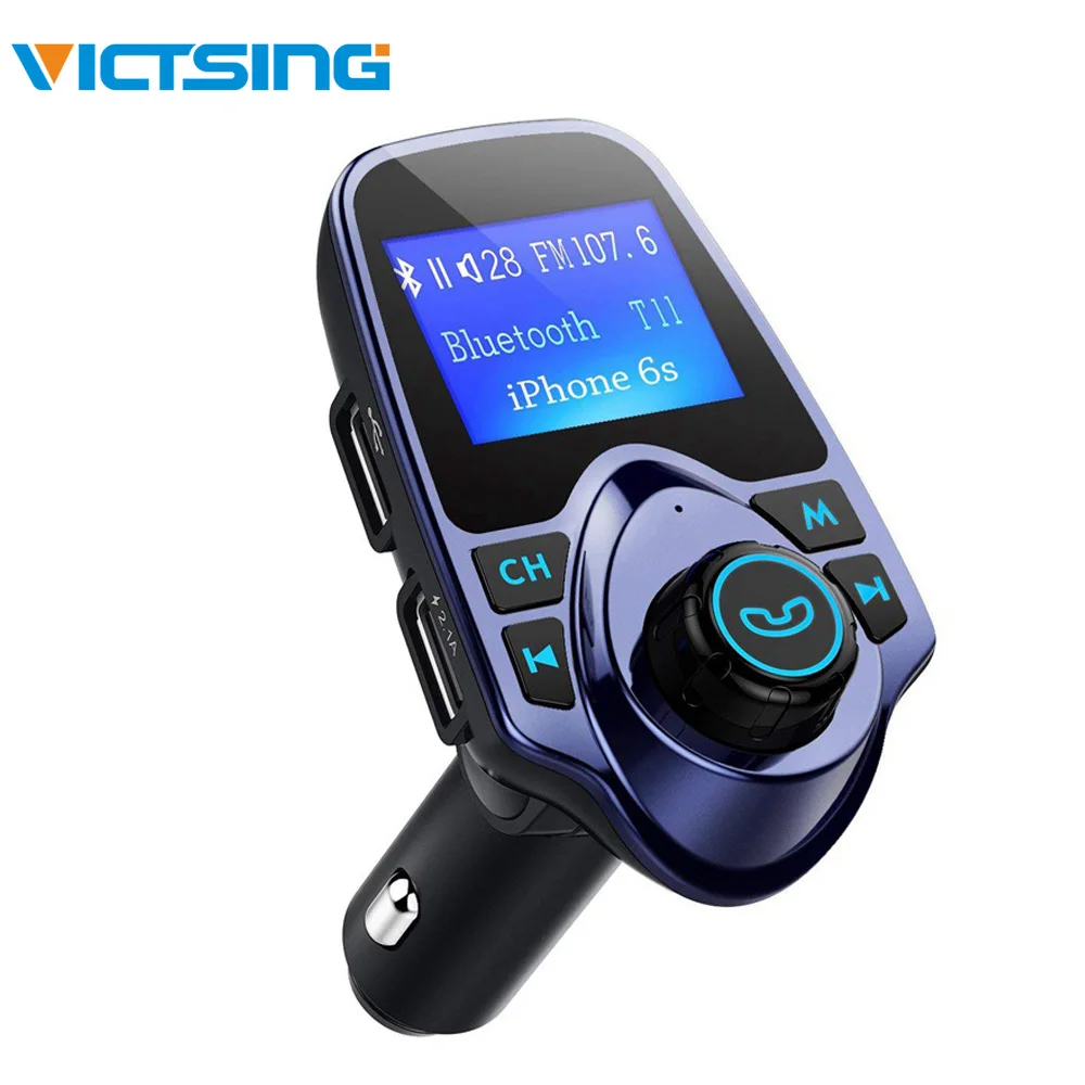 

VicTsing In-Car FM Transmitter Radio Adapter Car Kit USB car charger with 1.44" Display for tablet, MP3, MP4, TF card usb disk