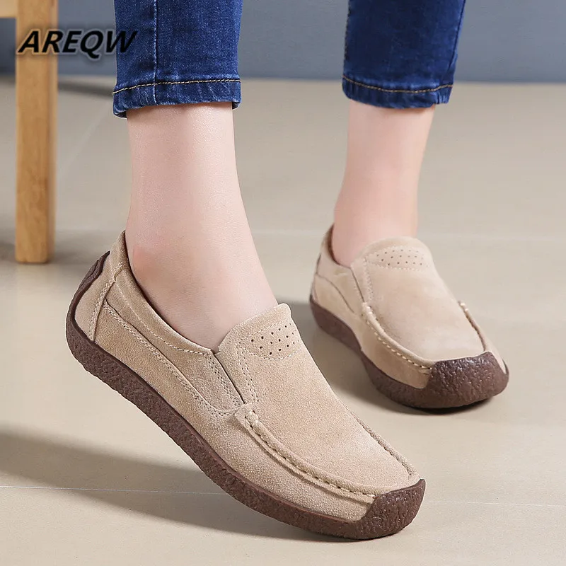 

2019 Leather Shoes for Women's Flats Casual Shoes Peas Shoes Mother Loafers Soft Casual Female Spring and Autumn