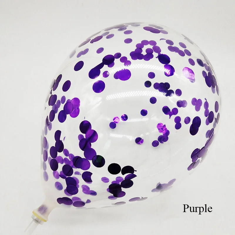 5 шт./лот золотые латексные шары 12 дюймов прозрачные воздушные шары с конфетти цвета розовое золото для свадьбы День рождения декоративные принадлежности - Цвет: Purple