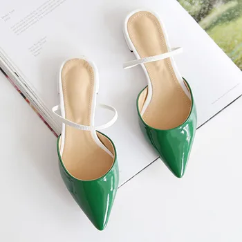 

Pointed flat slippers Female summer fashion 2019 new toe cap wear Cool drag girl Women's half slippers