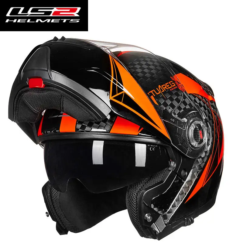 LS2 FF394 флип-ап мотоциклетный шлем 12K Углеродное волокно для взрослых модульный полный шлем с внутренним солнцезащитным очком шлемы