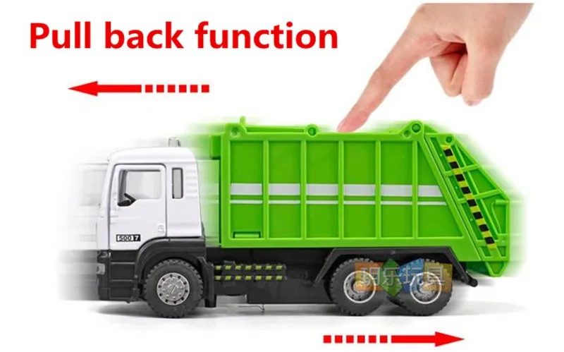 Высокая моделирования мусоровоз модель, 1: 43 масштаб сплава оттяните назад игрушечные машинки, мигающие и музыкальные, diecasts& toy vehicl