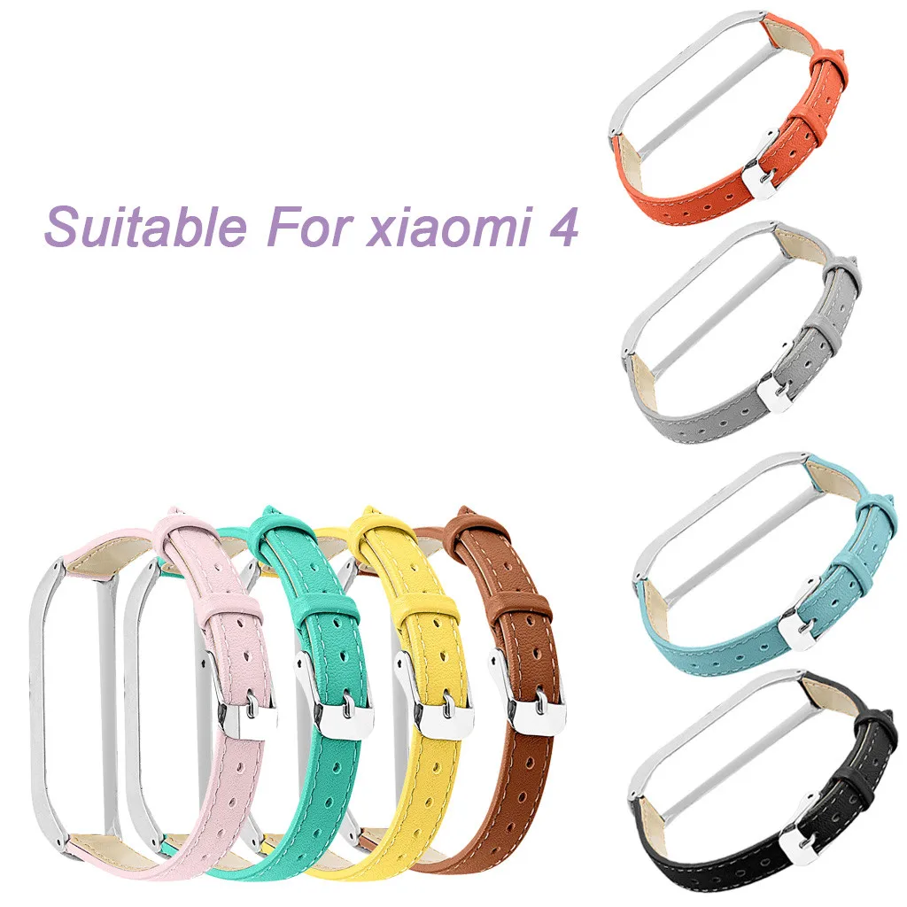 

For Xiaomi Mi Band 3 4 Fitness Tracker Colorful Leather Mi Band 4 3 Strap Black Gold Case Fashion Bracelet Wristbands 711+