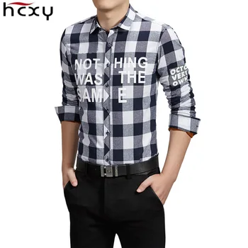 

HCXY Men Shirts 2020 Casual lattice Cotton Long Sleeve Shirt Soft Comfort Slim Fit Styles Brand Man Clothes camisa