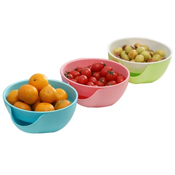 

Plastic Snack Bowl with Shell Holder Double Dish Nut Bowl Fruit Tray for Pistachio Edamame Cherries Candy(Random Color)