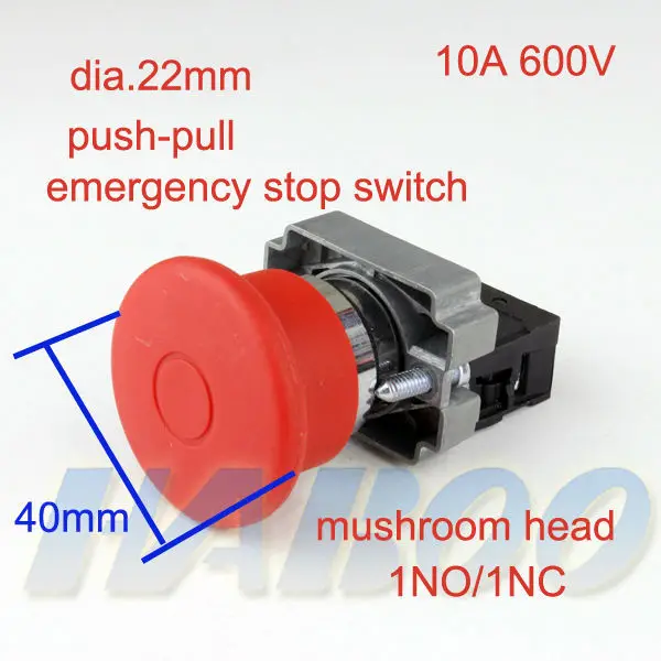 5pcs packing diameter 22mm push pull emergency stop switch mushroom