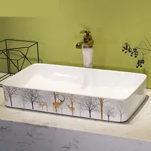 Europa Estilo Vintage arte Lavabo blanco Lavabo encimera Lavabo RONDA DE ARTE cerámica Lavabo en el cuarto de baño