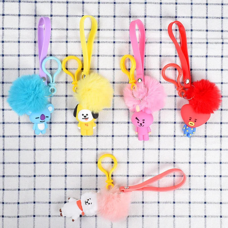 

KPOP BTS Cute Cartoon Keychain V SUGA JIN J-HOPE Key Chain Pendant Accessories for Women Girls Bag Pendant Bts Accessories