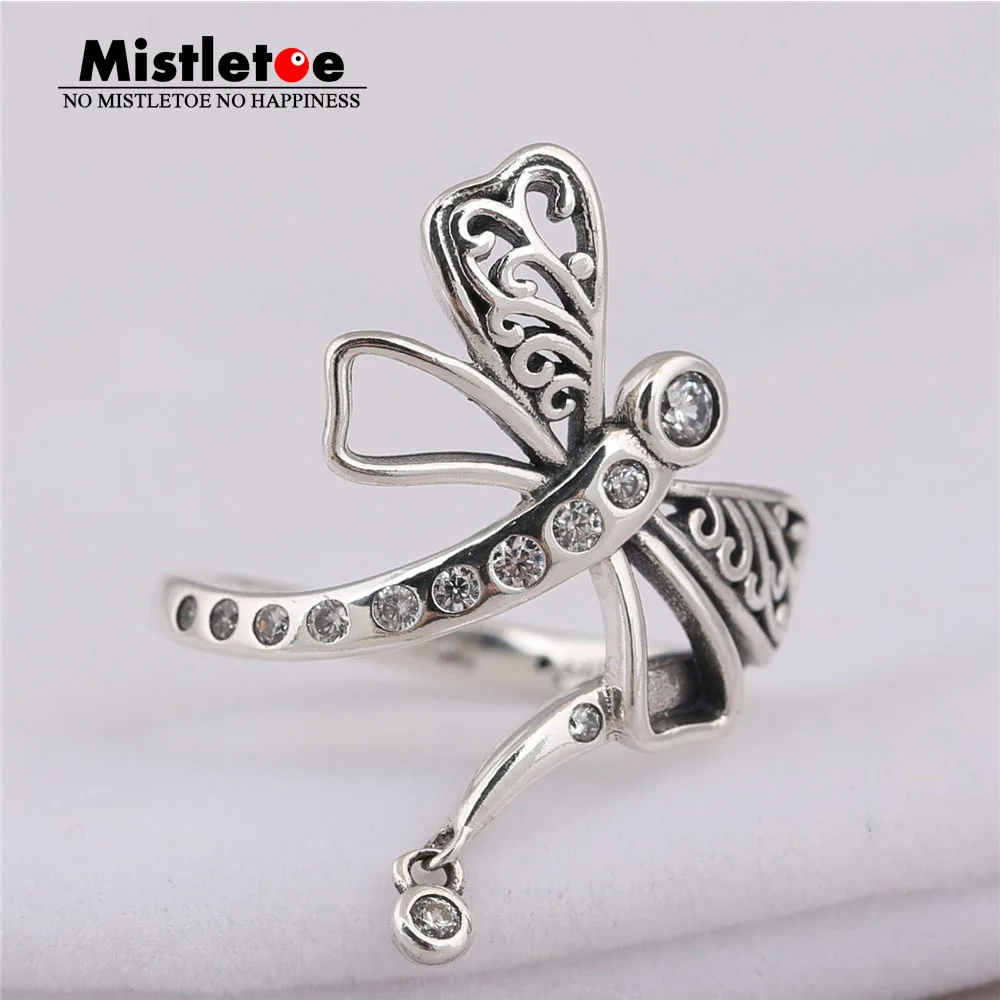 

Mistletoe Authentic 925 sterling Silver Dreamy Dragonfly Ring, Clear CZ Compatible with European Jewelry