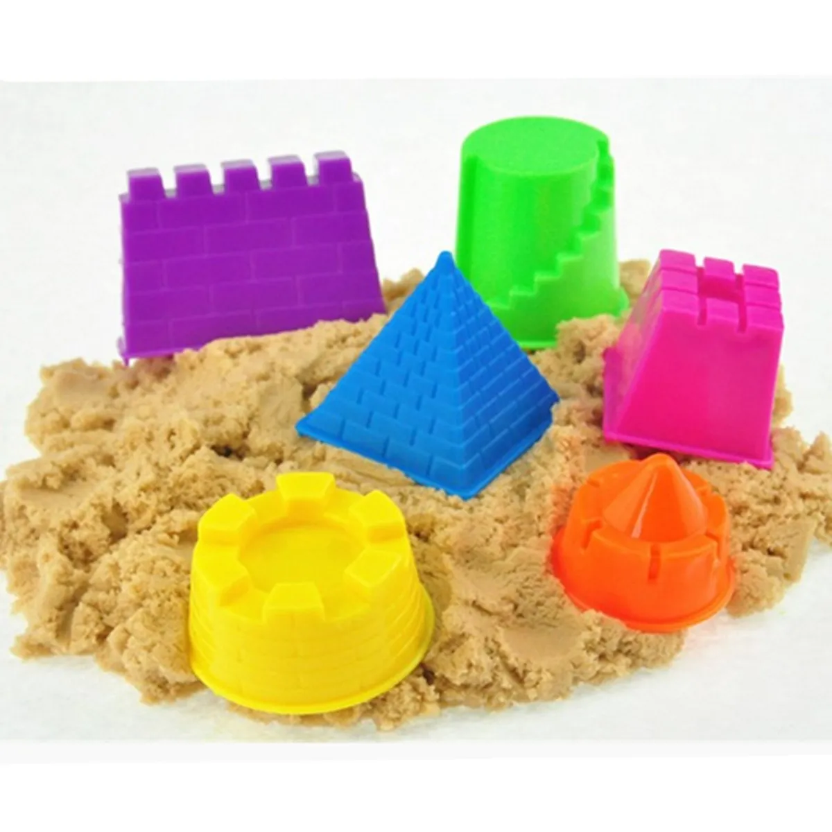 6Pcs Set Portable Castle font b Sand b font Clay Novelty Beach Toys Model Clay For