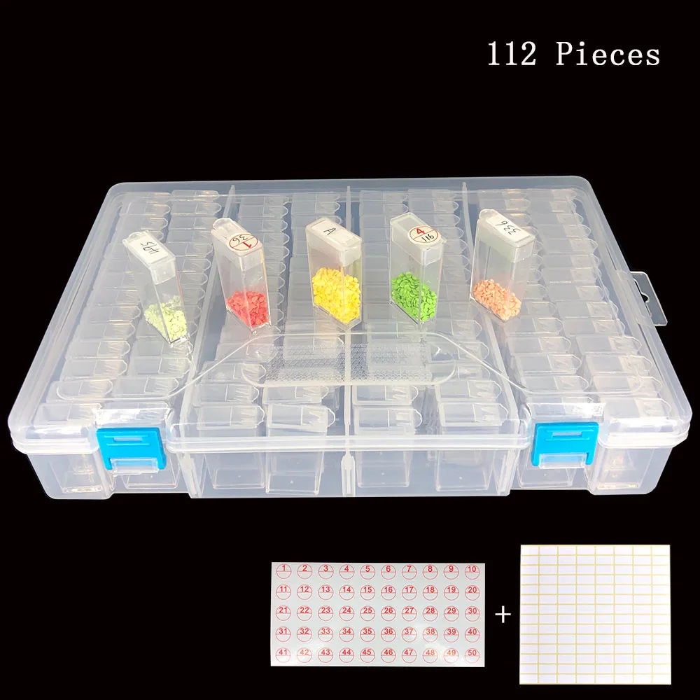 

112/224 Bottles 5d Diamond Painting Accessories box DIY Diamant Embroidery Mosaic Tools Bead Transparent Plastic Drill Storage