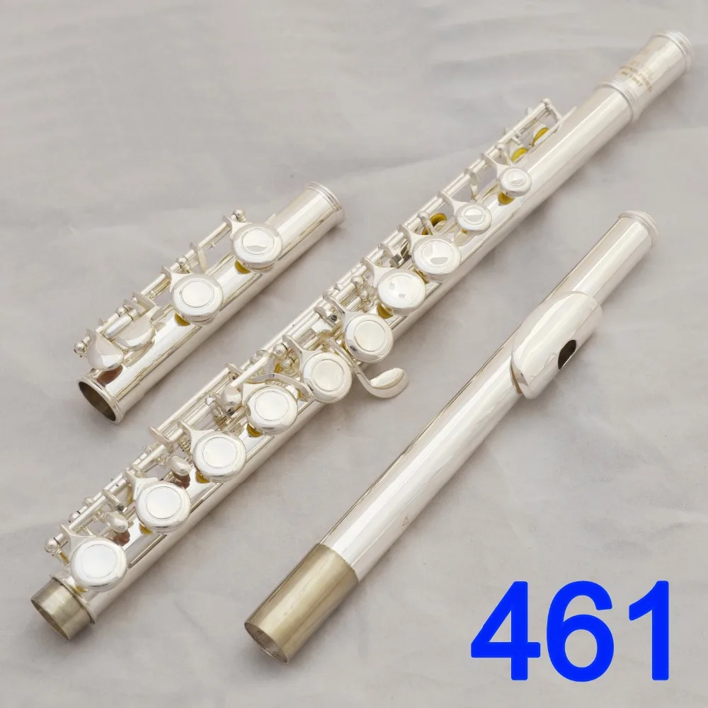 

Japan Professional Flute 461 Silver Plated Flute Instrument Intermediate Student Flutes Model 461 16 Holes Closed Hole E Key