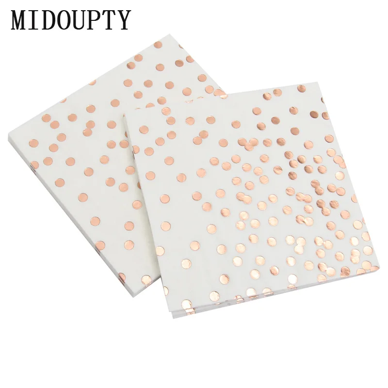 

20pcs/set Rose Gold Foil Dot Paper Napkin For Boy Girl Gender Reveal Party Tissue Napkin Decoration Serviettes 33*33cm