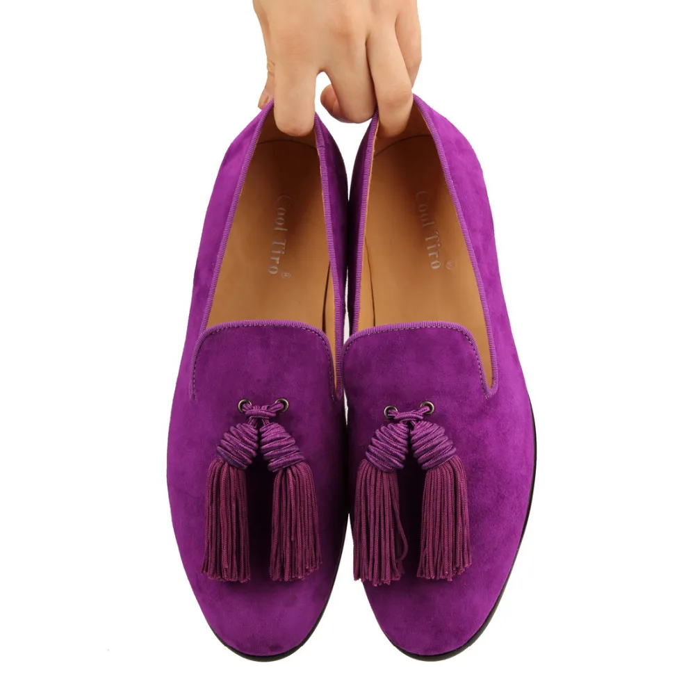 purple Tassel Men Loafers Suede SLIPPERS Flat (7)
