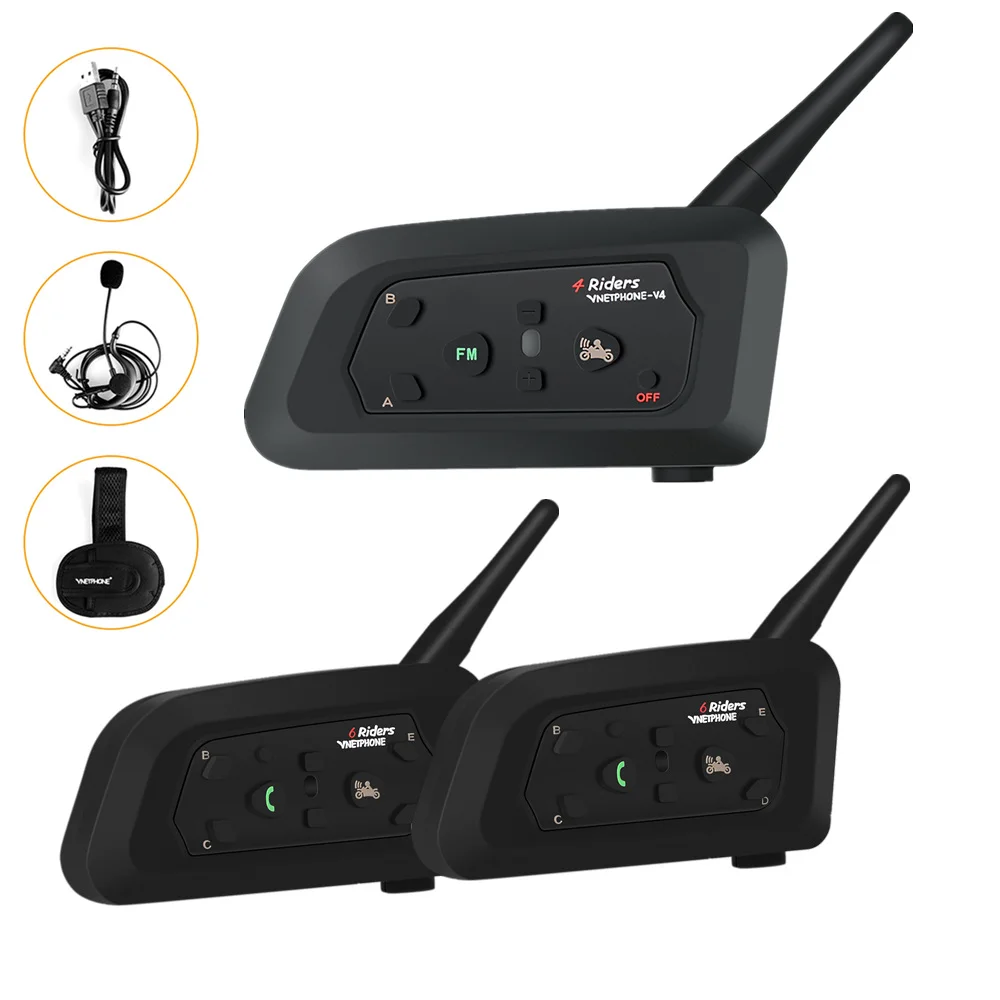 VNETPHONE 3 сторонняя гарнитура рефери интеркомы Bluetooth динамик включает два V6C один V4C