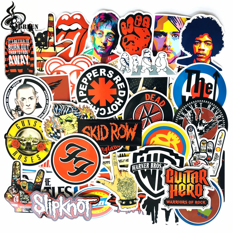 

52pcs/lot Retro rock band music Stickers Grean Day RHCP Dead Kennedys For guitar suitcase skateboard DIY waterproof decals