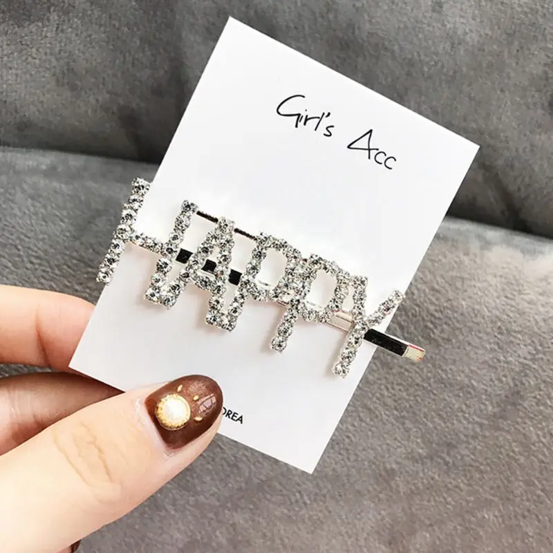 English Letter Hairpin Barrette Rhinestone Alloy Personality Word Women Girls Hair Clips Hairclip Hair Accessories For Hair