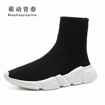 

Women Winter Boots Platform Stretch Fabric Elastic Boots Tube Winter Snow Women Boots Low-heeled Socks Boots Plus Size 35-44