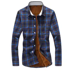 Большие размеры 5xl 2016 Зимняя мода мужские рубашки в клетку с длинным рукавом фланелевые мужские рубашки regular fit хорошее качество Теплая