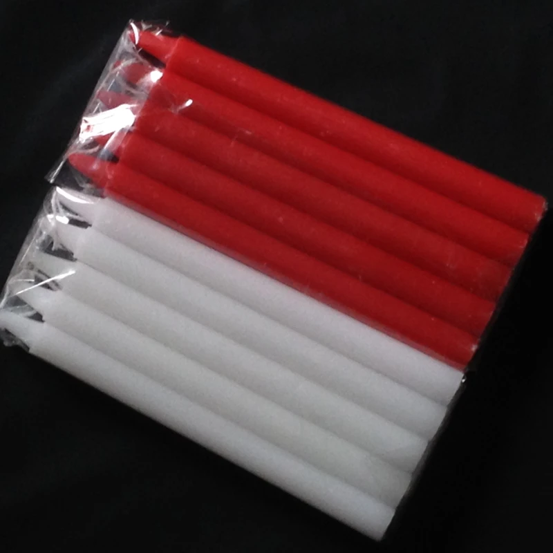 10pcs Decorative Wax Candles Red and White Candle Lighting Candles