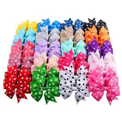 40 шт., Детские разноцветные цветочные зажимы для волос в горошек, повседневный комплект, YZ0013 форма, в горошек, аксессуары