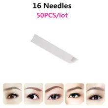 50 шт./кор. S16 высокое качество Постоянный бровей Макияж лезвие руководство татуировки брови скос лезвия 16 Вышивка Крестом Иглы
