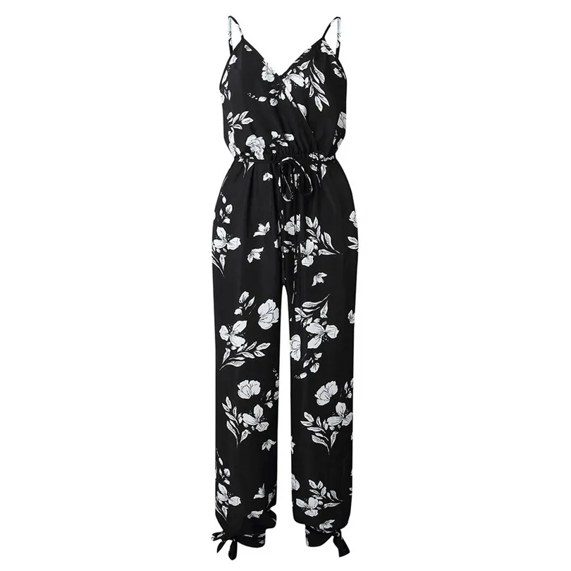New 2019 Summer Women Casual Daily Party V-Neck Floral Printed Brief Sexy Holiday Beach Playsuit Party Trousers Jumpsuit #4M26  (1)