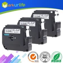 3 шт./лот MK131 M-K131 черный на прозрачном этикетка на кассету Совместимость для Brother P сенсорный принтер PT100 PT65 PT85 12 мм(1/") x 8 м