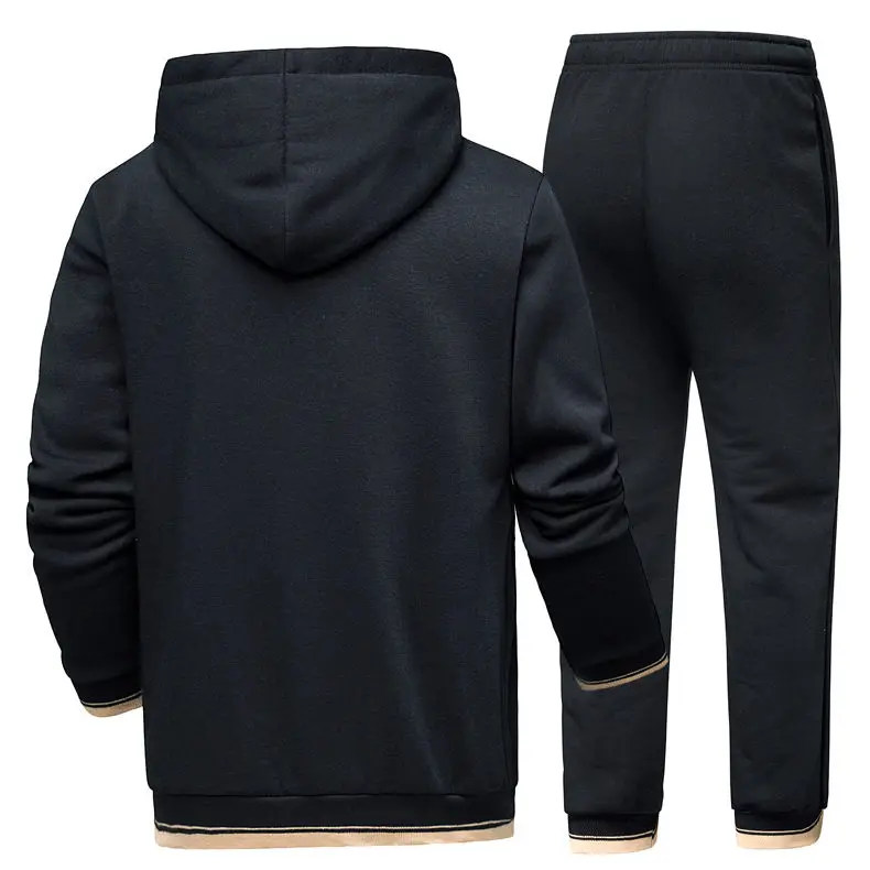 2019 Tracksuit Sets Men Casual Hooded Couple Fleece Cotton Male Sweatshirts Man Sportswear Suits Youth Zipper Cardigan+Pant 2PCS 18