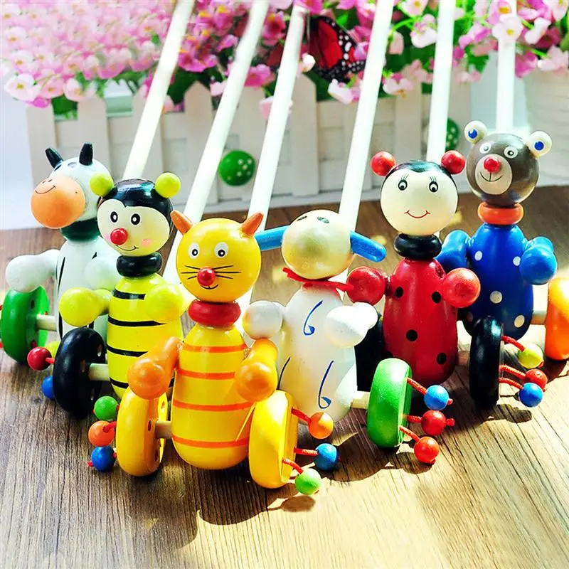Популярный стиль DIY интерактивная игрушка для малышей с животными тележка деревянная игрушка blockstrolley для детей Развивающие детские игрушки