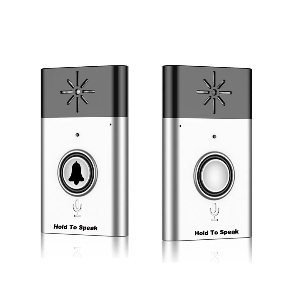  1set Wireless Doorbell With Speaker Voice Intercom 300M Distance silvery 
