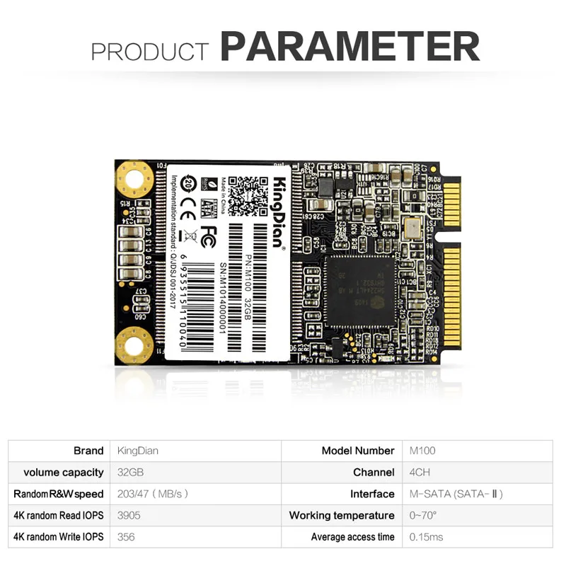 KingDian mSATA Mini SATA M100 32 ГБ/M200 60 Гб SSD встроенный твердотельный накопитель