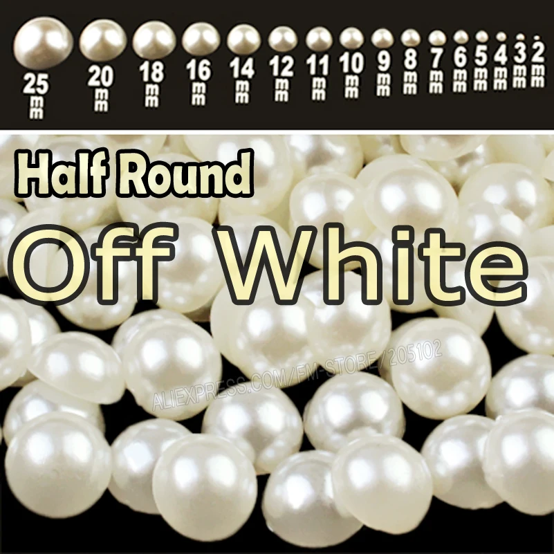 

Off White Beige Half Round Flat back Pearls mix sizes 2 3 4 5 6 8 10 12mm-25mm all ABS imitation fashion beads to DIY nail art