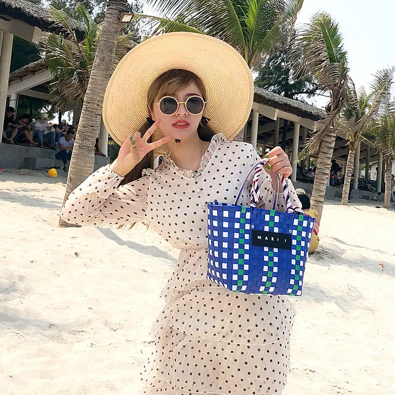 

Women Bag Summer 2019 New Panelled Women's Handbags Female Big Capacity Lady's Top-Handle Bags Totes Female Beach Bag OC633