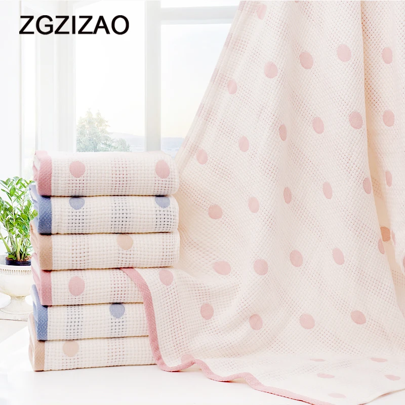 3-size Multipurpose Towels For Adult Kids Dot Pattern 100%Cotton Breathable Square Scarf/Face Towels/Bath Towel toalhas de banho | Дом и сад