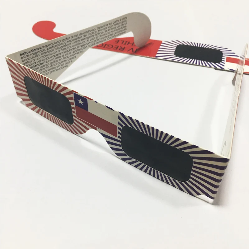 

100pcs/lot Safe 3D Paper Solar Glasses Eclipse Viewing Paper Glasses color printing for 2019 Chile CE approval