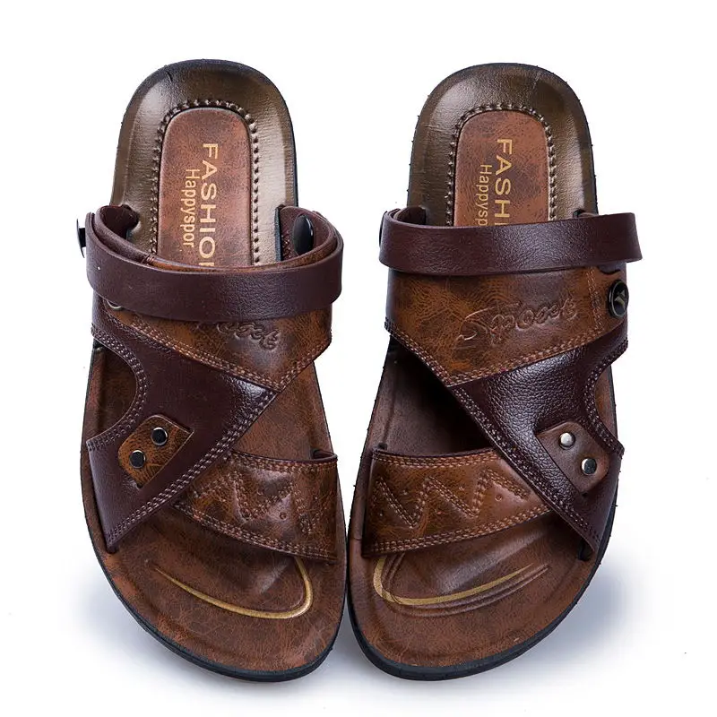 MIUBU кожаные мужские сандалии модные кожаные мужские сандалии Летняя мужская обувь мужские пляжные сандалии 2019 мужские сандалии