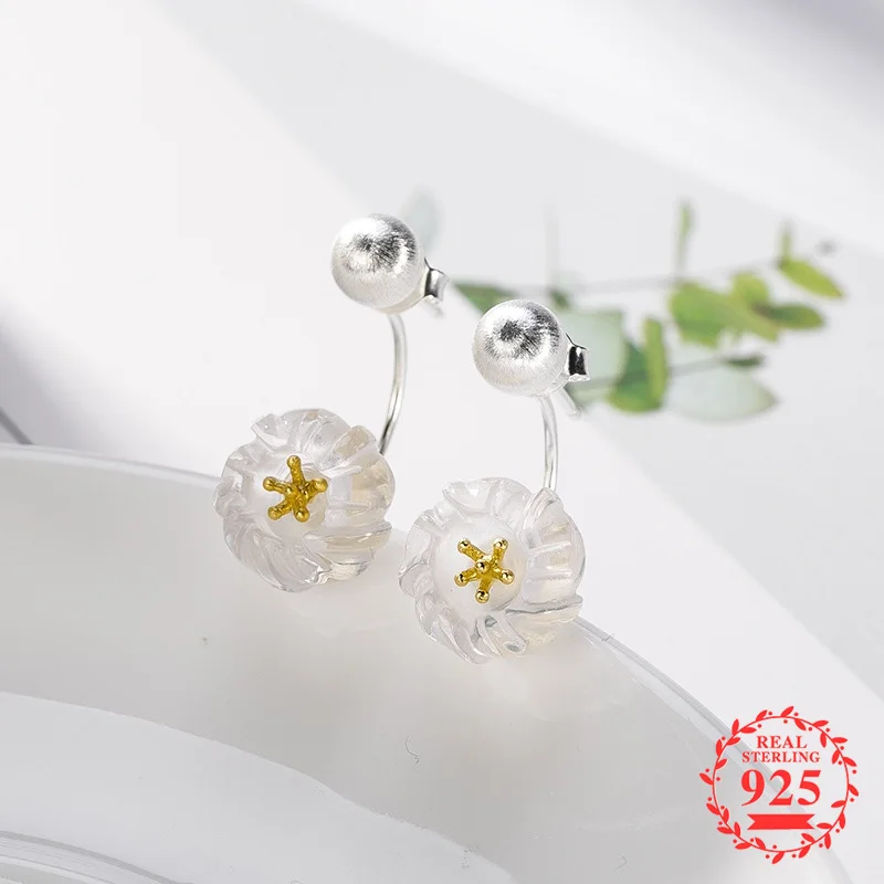 

NOT FAKE S925 Fine Jewelry Earrings 925 Sterling Silver Women Handmade Vintage Nature Retro Exquisite Semi Gemstone opal drop