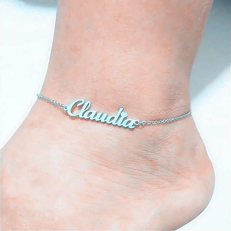 Personalized Anklet Stainless Steel Initial Anklet Birthstone R